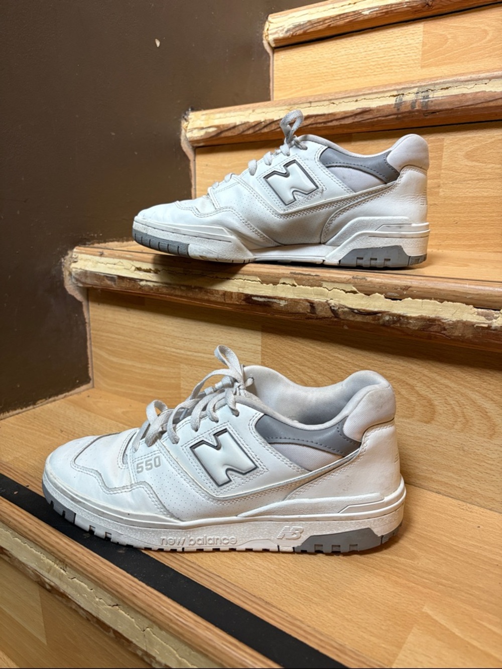 New Balance 550 White and Gray Leather Sneakers
